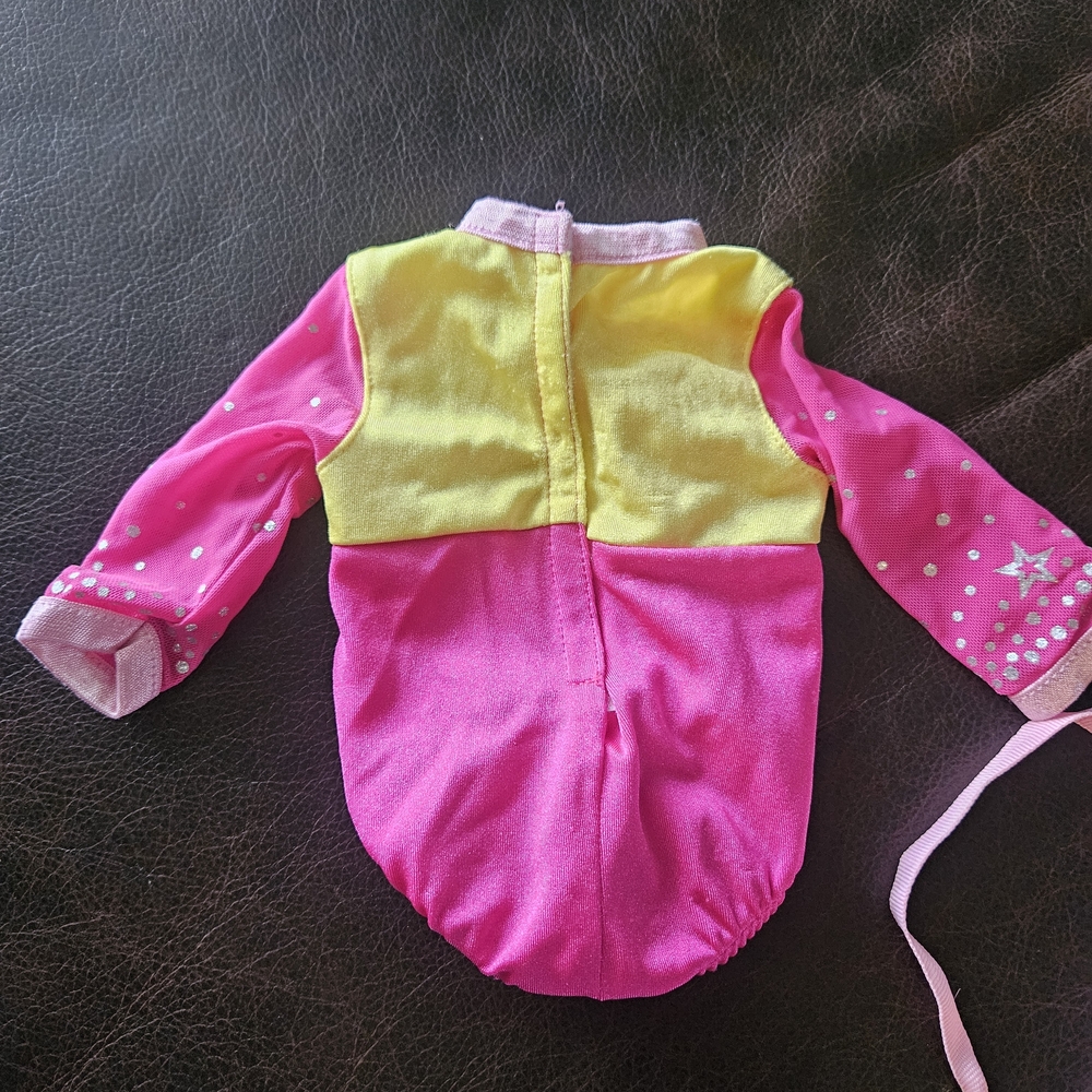 American Girl Hot Pink Gymnastics Leotard with Yellow & Orange Accents - Picture 2 of 6